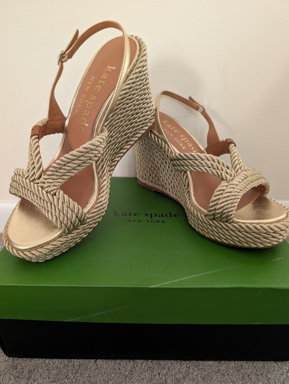 Kate Spade Gold Rope Wedges - Size 10 | Summer Party Wedding Beach Style